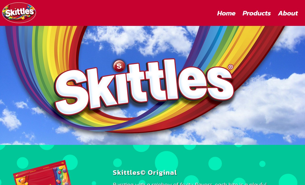 Screenshot of my candy micro site